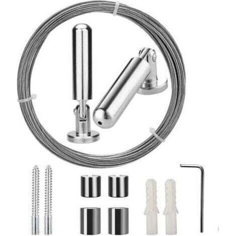 Acier Inoxydable Rideau Tension Fil Pincer Clips Net Rideau Tieback Rod Set Photo Suspendus 5 Mètres (1/5)