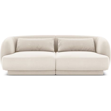 Canapé 2 places en velours beige clair (1/5)