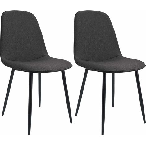 Set di 2 sedie da pranzo eleganti e minimaliste in tessuto grigio scuro con struttura in metallo nero 100007384