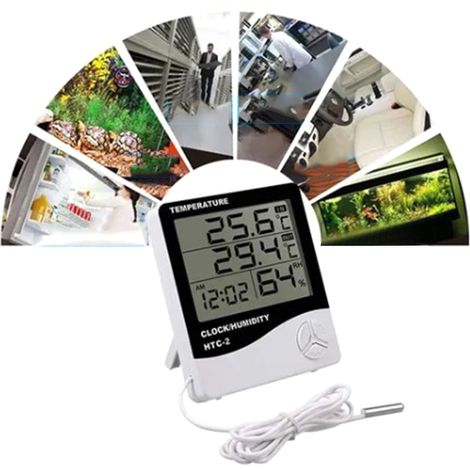 Hygromètre-thermomètre numérique avec sonde externe étanche pour une utilisation intérieure et extérieure. (1/5)