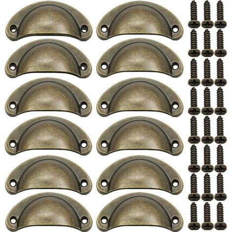 Muschelgriffe Vintage Möbelgriffe 12 Stück, Bronze (1/4)