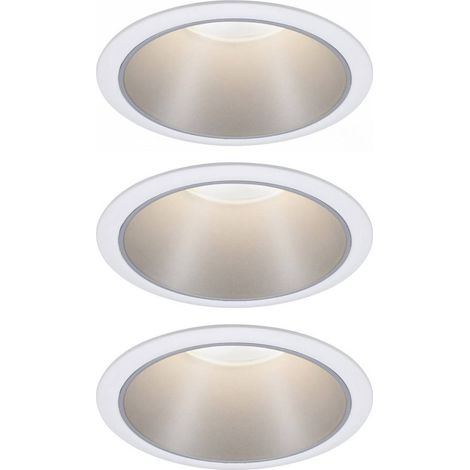 Paulmann 93410 Cole Coin Lampada da incasso Kit da 3 LED (monocolore) 6 W Bianco, Argento