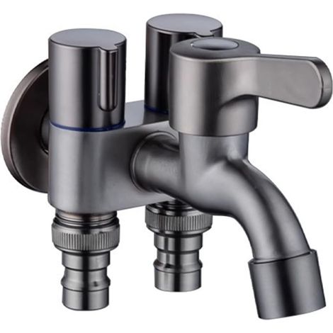 Robinet lave-linge - 1/2" - inox - gris - mural - eau froide (1/5)