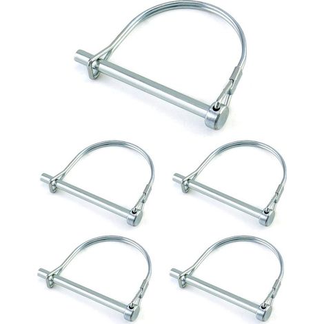 [French Days]5 Pcs Goupille de Verrouillage Forme D, Goupille Securite en Acier au Carbone Galvanisé pour Jardin Pelouse Remorques - 6 x 70 mm (1/5)