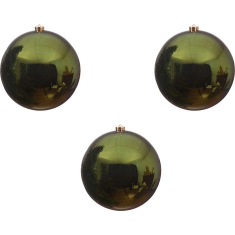 OFFERTA 3 PALLINE DI NATALE 14 CM VERDE PINO