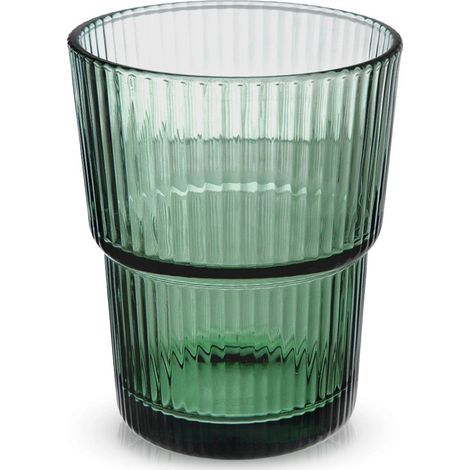 Green Ribbed Glass, 400 ml - Dishwasher Safe (1/5)
