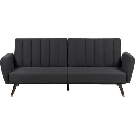 Divano letto 3 posti in tessuto nero Vimmerby