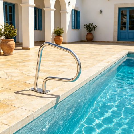 Rampe de sécurité pour piscine - Rampe de piscine en acier inoxydable avec Couverture de Main Courante Piscine 120cm (1/5)