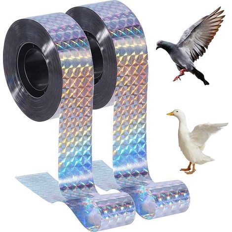 Ruban Anti-Oiseaux Bande Repulsif Oiseaux Réfléchissant Bande Repulsive Bird Scare Tape pour Domicile Jardin Ferme 2 Pièces