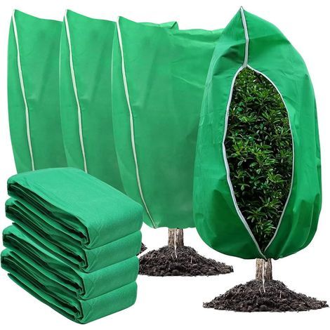 Winter Plant Covers, Non-Woven Fabric, Zip Closure, Drawstring, Outdoor Frost Protection (1/5)