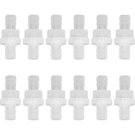 Lot de 12 clapets anti-retour pour aquarium, résistants à l'ozone et à l'huile, unidirectionnels, en polypropylène (PP), pour aquariums et industrie chimique, 10 mm. (1/5)