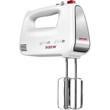 MPM MMR-19 Elektrischer Handmixer Weiß 500W 5 Geschwindigkeiten (1/4)