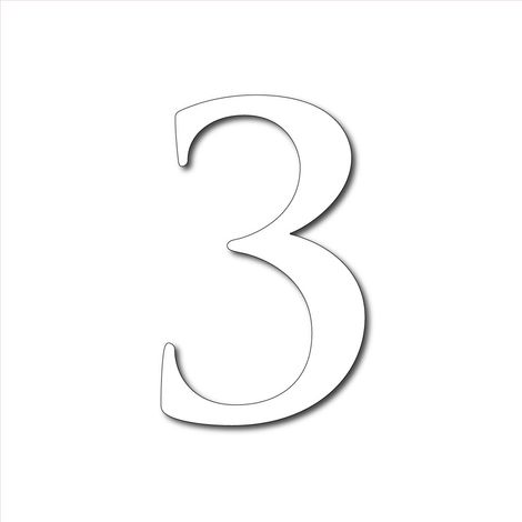 Numéro de Maison Plexigglas Noir ou Blanc.- Chiffre 3 - Hauteur de 10 cm
