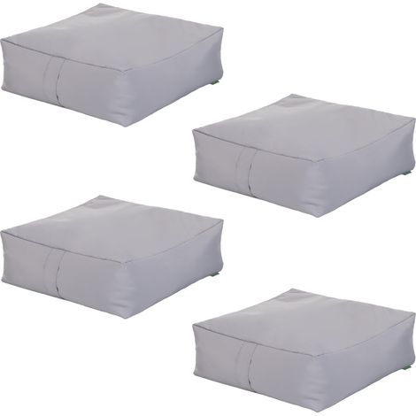 Ready Steady Bed - Coussin de sol épais, 60x60x20 cm Coussins de dalle de jardin, coussin intérieur et extérieur résistant à l'eau avec rembourrage en haricots - Argent 4pk (1/5)