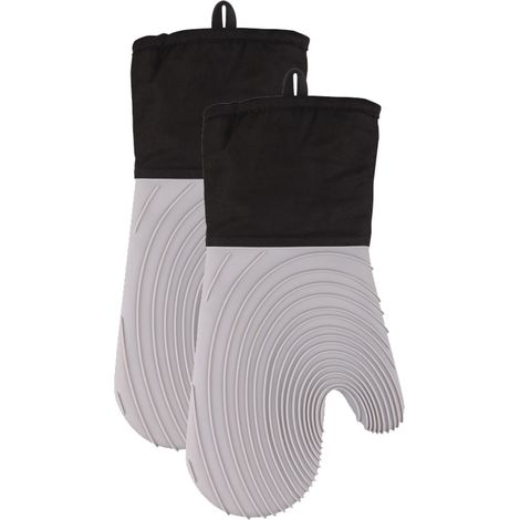 Lot de 2 gants isolants en silicone gris à coutures apparentes