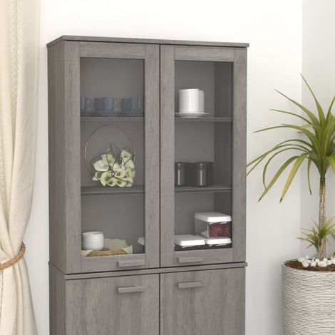 Dessus de buffet/Enfilade Vintage,Meuble de rangement HAMAR Gris clair 85x35x100 cm Bois de pin -TZ77775 (1/5)
