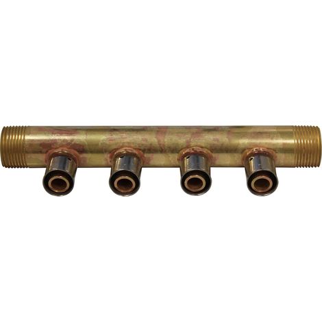Collecteur à Sertir PER entraxe 40mm Ø3/4" (20/27) Mâle Mâle - 4 Piquages Ø16 avec ses Bagues - Arcanaute (1/2)