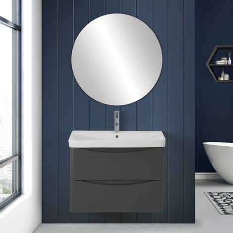 Mobile bagno sospeso 80 cm antracite con specchio a filo Zen (1/5)
