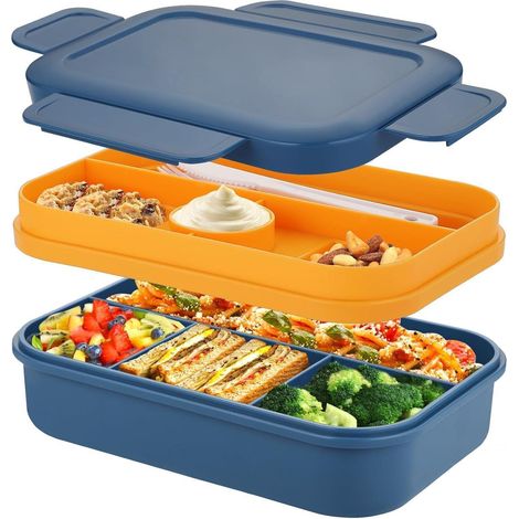 Lunchbox 2000ml Bento Brotdose Auslaufsicher Besteck Bule (1/5)