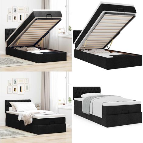 vidaXL Ottoman-Bett mit Matratze Schwarz 100x200 cm Stoff (1/5)