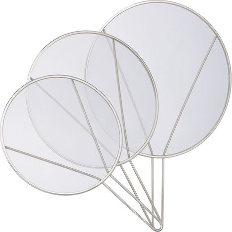 Relaxdays Paraschizzi per Padelle, Set 3, Acciaio Inox, ∅ 25 e 29 e 33 cm, Paraspruzzi Frittura Olio con Manico, Argento
