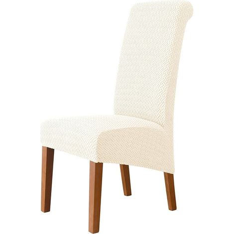 Große Esszimmerstuhlhussen, geometrischer Jacquard-Bezug für große Esszimmerstühle, abnehmbar, waschbar und dehnbar, Parsons-Stuhlschutz, 2er-Set, Creme, Debuns (1/5)