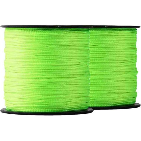 SNURO Corde Polyester Tressée (1 mm x 100 m - verte) - 2 pièces - Corde Fluorescente Verte en Polyester Tressée Robuste pour Toute Utilisation - Résistante aux Intempéries - Cordeau de Maçon - 2 Pièce