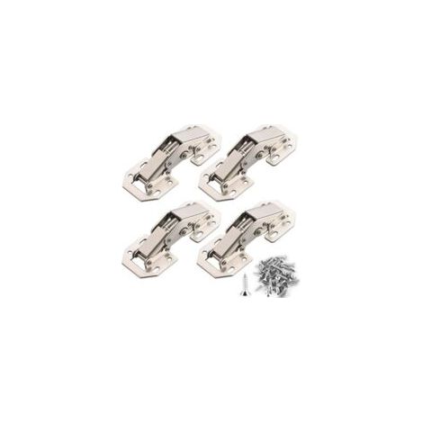 4 charnières à 90° pour portes de placard avec vis, amortisseur, piston de compression, support de levage, accessoires d'ameublement, charnière d'angle, 77 mm x 32 mm - Crezuo (1/4)