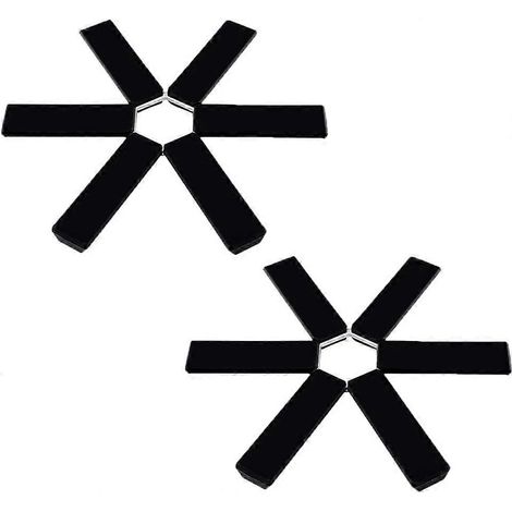 Lot de dessous de plat pliables et antidérapants résistants à la chaleur pour poêles, plats et assiettes chauds (noir) (1/4)