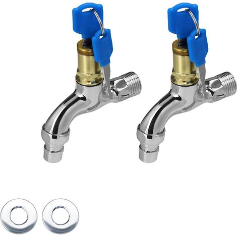 Lot de 2 robinets antivol extérieurs, verrouillables, pour jardin (1/5)