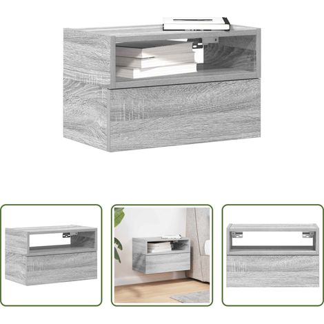Wandkommode - Wand-Nachttisch Grau Sonoma 45x26x28,5 cm (1/5)