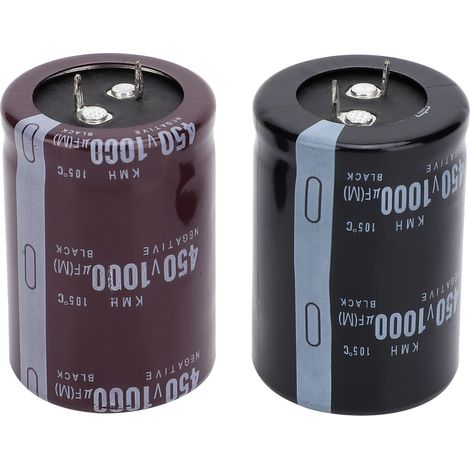 Lot de 2 condensateurs électrolytiques cylindriques 105°C 35x50mm 1000μF 450V