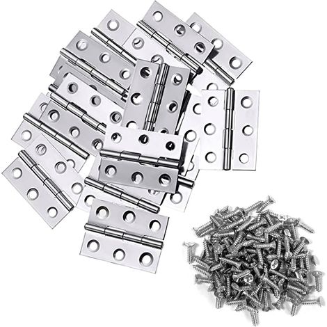 20 cerniere pieghevoli in acciaio inox da 2 pollici, adatte per scatole di legno, piccoli lavori artigianali o progetti leggeri, con viti incluse. (1/4)