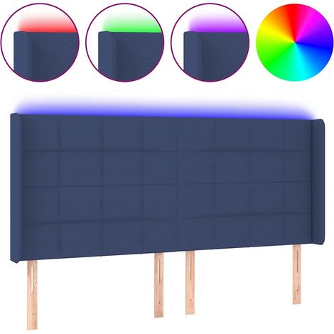 Maison Exclusive - Cabecero con LED de tela azul 183x16x118/128 c (1/5)