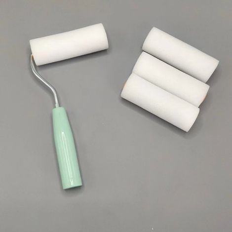 Set di rulli per pittura con 1 manico e 9 testine intercambiabili – piccoli rulli antiscivolo per la decorazione di pareti e soffitti