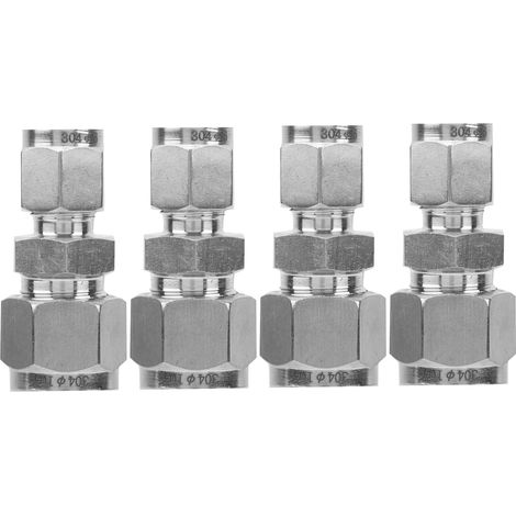 Adaptateur de tube à compression 4 pièces en acier inoxydable 304, raccord droit à double virole (Ф6/Ф10) (1/5)