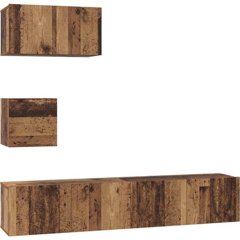 Maison Exclusive - TV-Schrankset Wandmontiert 3 pcs Altholz Holzw