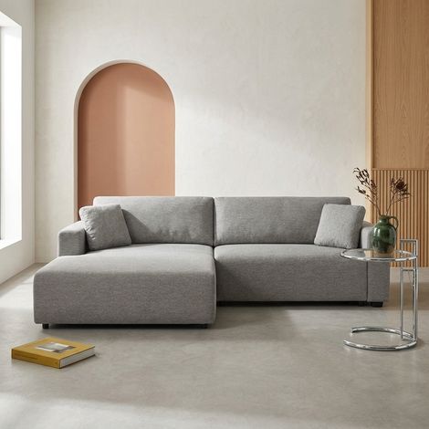 Canapé d'angle gauche convertible 3 places tissu avec coffre - Wide Tissu Gris foncé (1/5)