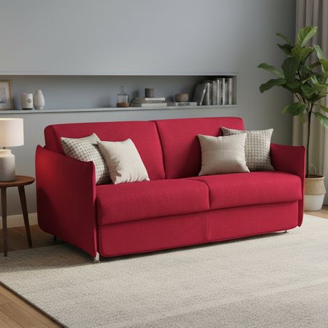 Schlafsofa 3-Sitzer Gravere, Abnehmbar, Stauraum Made in Italy, Waschbar, 200x95 cm Rot (1/5)