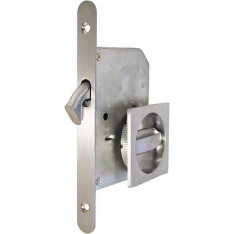 Kit serratura porta scorrevole nottolino quadro Cromo Satinato