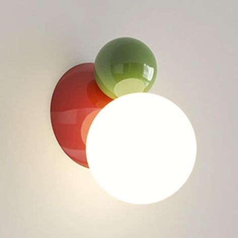 Mini lampe murale sphérique, lumière murale en métal avec nuance en acrylique sphérique, application murale d'éclairage d'éclairage au chevet, lampes murales à LED modernes - Modes de couleur 7W - 3, (1/5)