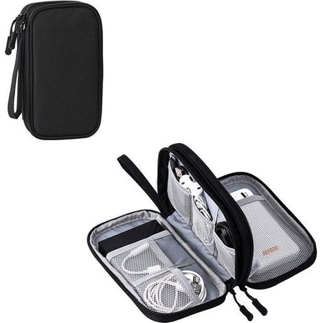 Kabelgehäuse – Kabelpaket – Netzteilgehäuse – Ladegerät – Powerbank – USB-Stick – Reiseetui für Handy-Ladekabel – 19 x 11 x 5,5 cm – Hellgrau (1/5)