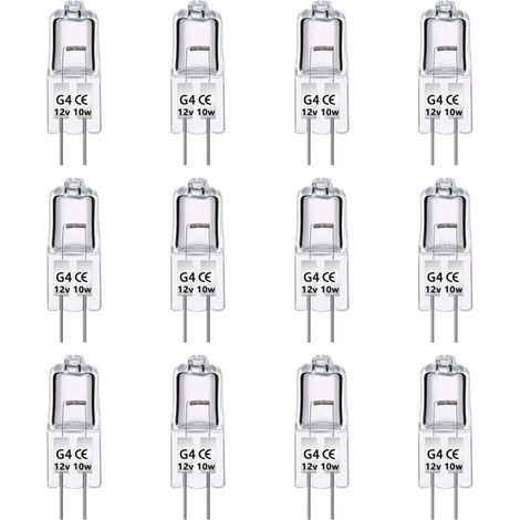 12er-Pack G4 12V 10W Halogenlampen, dimmbar, warmweiß (2700K), 140lm, Niedervolt-G4-Halogenlampe, klare Kapsel, für Kronleuchter, Schränke und Deckenleuchten (1/5)