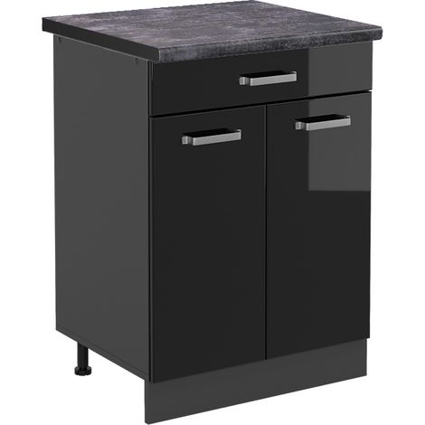 Base da cucina R-Line, Nero lucido, 60 cm , AP Antracite, Vicco