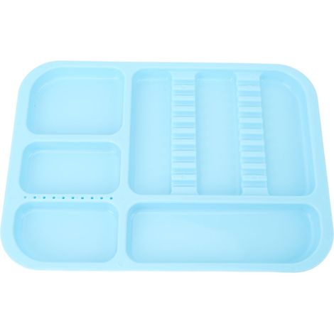 Plateau pour instruments buccaux compartimenté, porte-instruments séparés, plateau buccal Healifty en plastique bleu (1/5)