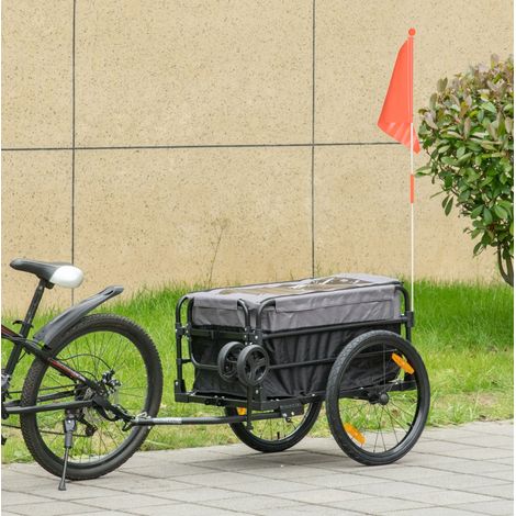 2-in-1 Fahrradanhänger 130x64x103 cm aus schwarzem Stahl für Lastentransport – MEUBLIV (1/5)