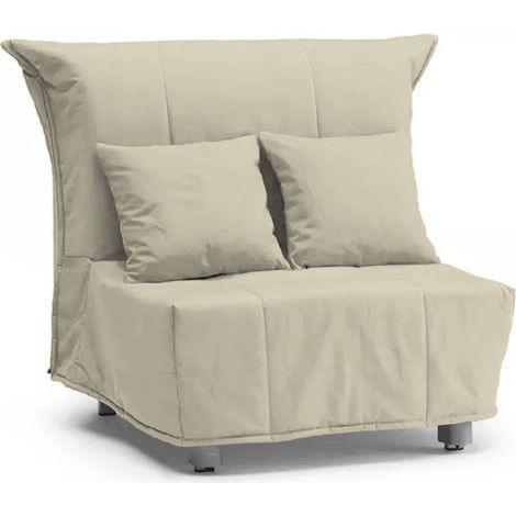 Talamo Italia Divano Letto Alma, Divano singolo, 100% Made in Italy, Poltrona soggiorno con apertura a carrello, in tessuto imbottito, con cuscini inclusi, Cm 85x90h85, Beige, con imballo rinforzato