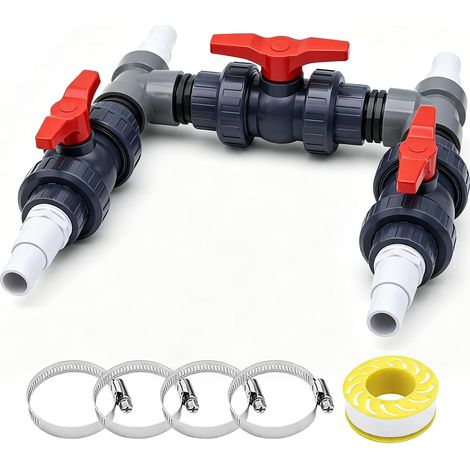 Bypass Kit de piscine 50 mm, pompe à chaleur, kit de raccordement de piscine avec becs de tuyau en ABS 32/38 mm, chauffage de piscine, pompe à chaleur, chauffage solaire, dérivation de (1/5)