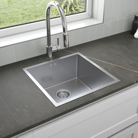 ArtiKitch Stainless Steel Kitchen Sink Inset Large Square Single Bowl Strainer Waste (1/3)
