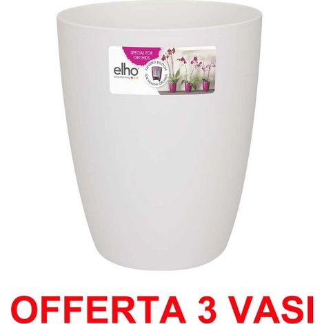 OFFERTA 3 VASO ORCHIDEE BRUSSELS ORCHID HIGH 12,5CM WHITE ELHO